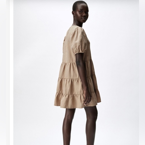LINEN BLEND TIERED DRESS - Picture 3 of 7
